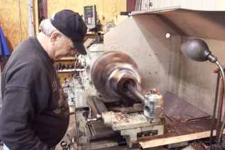 Lou Aprile operating lathe