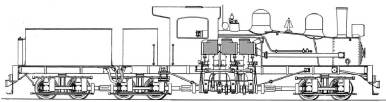 Diagram of a Shay locomotive